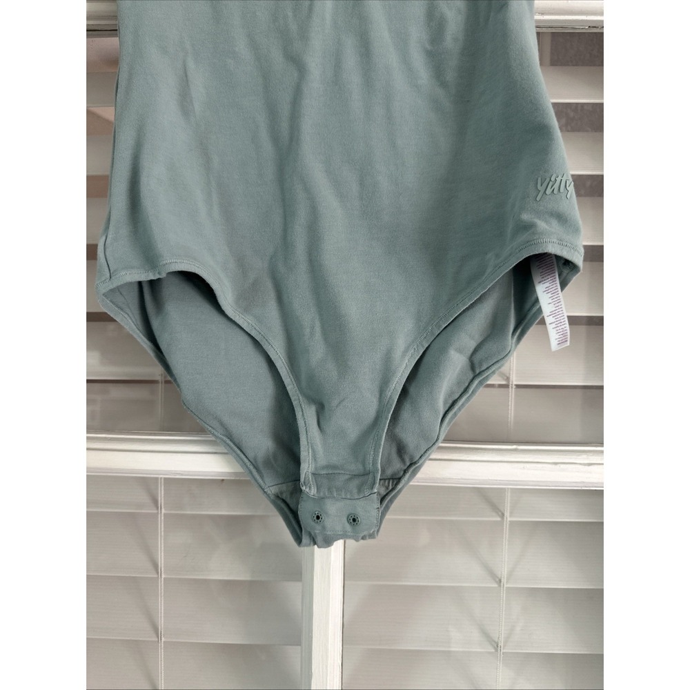 Yitty Snug Green Blue Cotton Stretch Short Sleeve Brief Bodysuit Size S Summer - Picture 3 of 9
